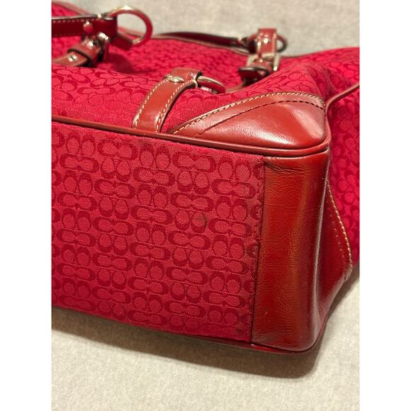 Coach Red Signature Gallery Tote Handbag Excellent Condition - Picture 6 of 13
